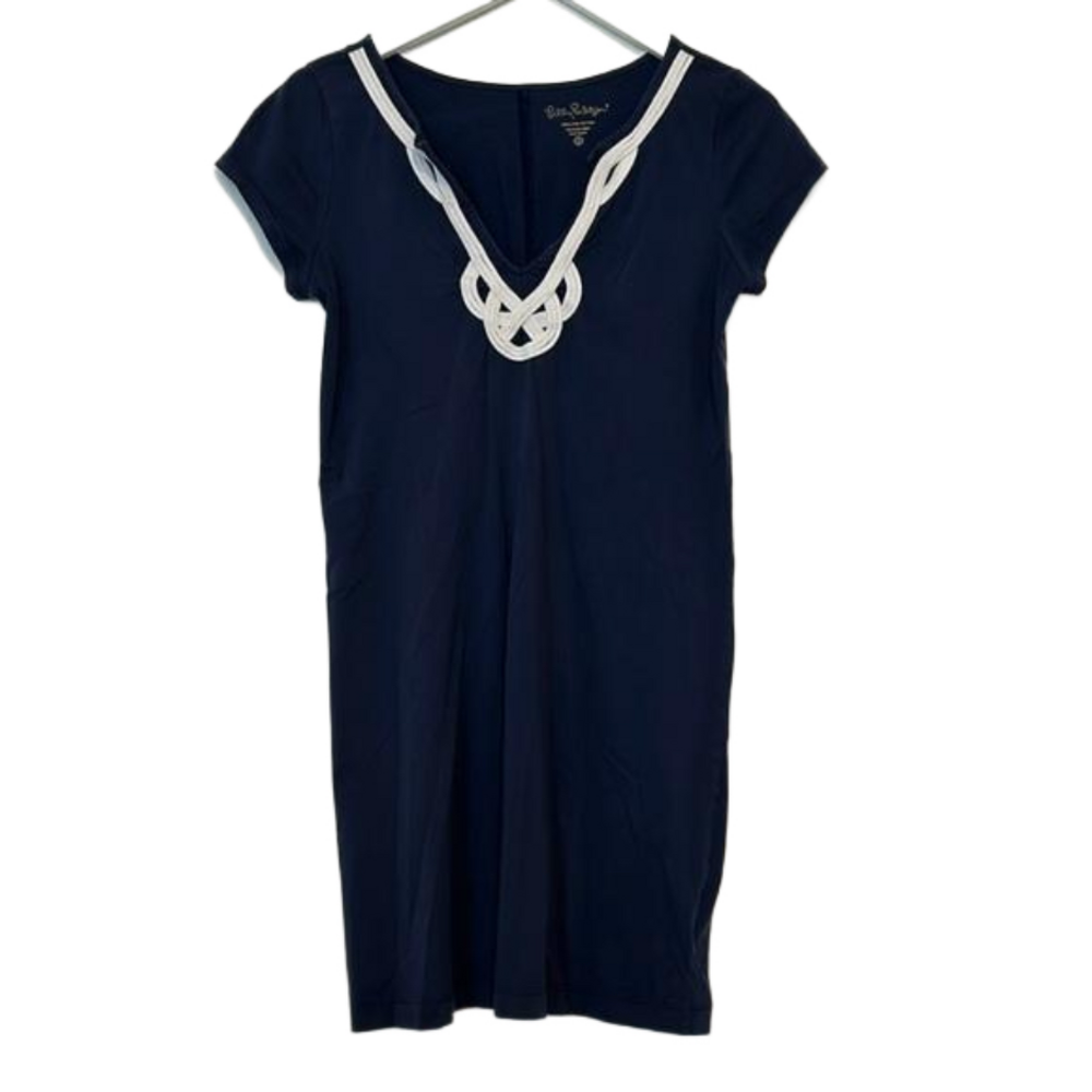 Lilly Pulitzer Blue and White Embellished Mini Dress